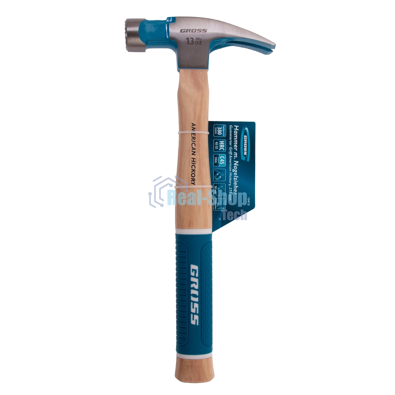 Молоток-гвоздодер Gross AMERICAN HICKORY 380 г, угол 75, магнит, обрезиненная рукоятка