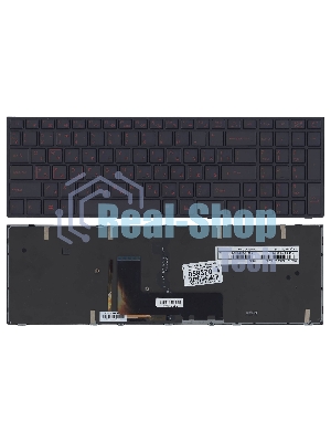 Клавиатура для ноутбука DNS Clevo P651 черная с рамкой с подсветкой