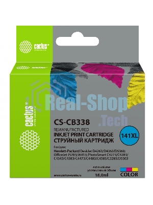 Картридж струйный Cactus CS-CB338 №141XL трехцветный (18 мл.) для HP DJ D4263/D4363/D5360/DJ J5783/J6413/PS C4273/C4283/C4343/C4383/C4473/C4483/C4583/C5283/D5363