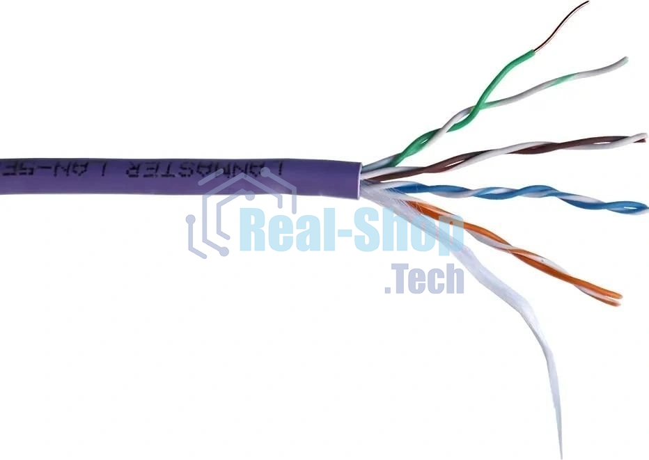 Кабель информационный Lanmaster LAN-5EUTP-PT-LSZH-VI cat.5e UTP 4 пары 24AWG LSZH внутренний 305м фиолетовый