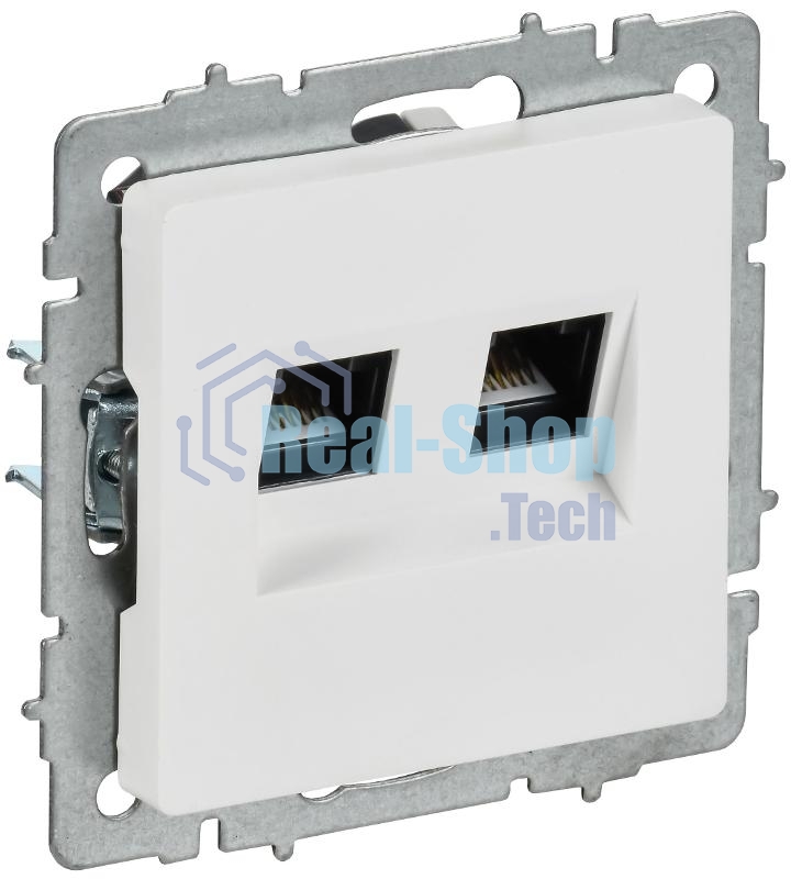BRITE Розетка компьютерная двойная RJ45 кат.6 РК11-2-БрАБ арктический белый  | BR-K20-2-K91 | IEK