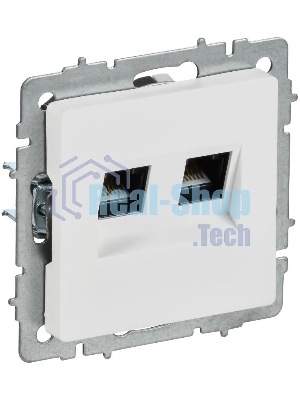 BRITE Розетка компьютерная двойная RJ45 кат.6 РК11-2-БрАБ арктический белый  | BR-K20-2-K91 | IEK