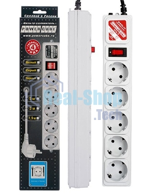 Сетевой фильтр Powercube SPG-B-10 3 м (5 розеток) серый (коробка)