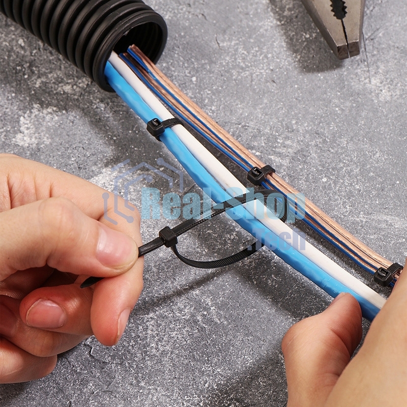 Хомут-стяжкa нейлоновая с тройным замком Rexant 200x3,6 мм, черная, упаковка 100 шт.