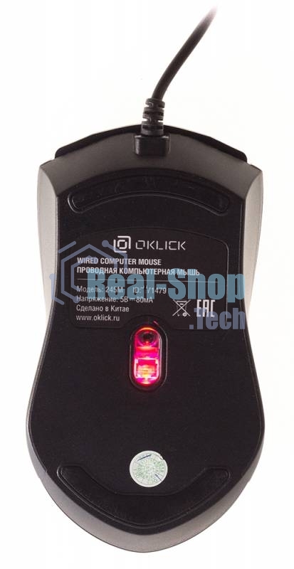 Мышь проводная Oklick 245M черный, 1000 dpi, USB, кнопки - 3