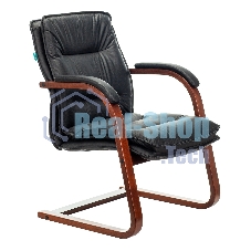 Кресло офисное Бюрократ T-9927WALNUT-AV черный, кожа, полозья дерево