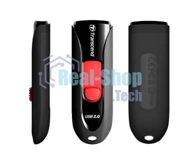 Флешка USB Transcend JetFlash 590 (TS64GJF590K), 64Gb, USB 2.0, R/W 25/15, черный/красный