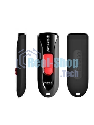 Флешка USB Transcend JetFlash 590 (TS64GJF590K), 64Gb, USB 2.0, R/W 25/15, черный/красный