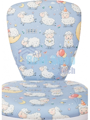 Кресло детское Бюрократ KD-W10 голубой овечки крестов. пластик пластик белый