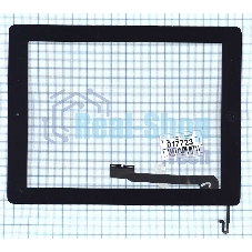 Сенсорное стекло (тачскрин) для iPad 4 черное с кнопкой OEM