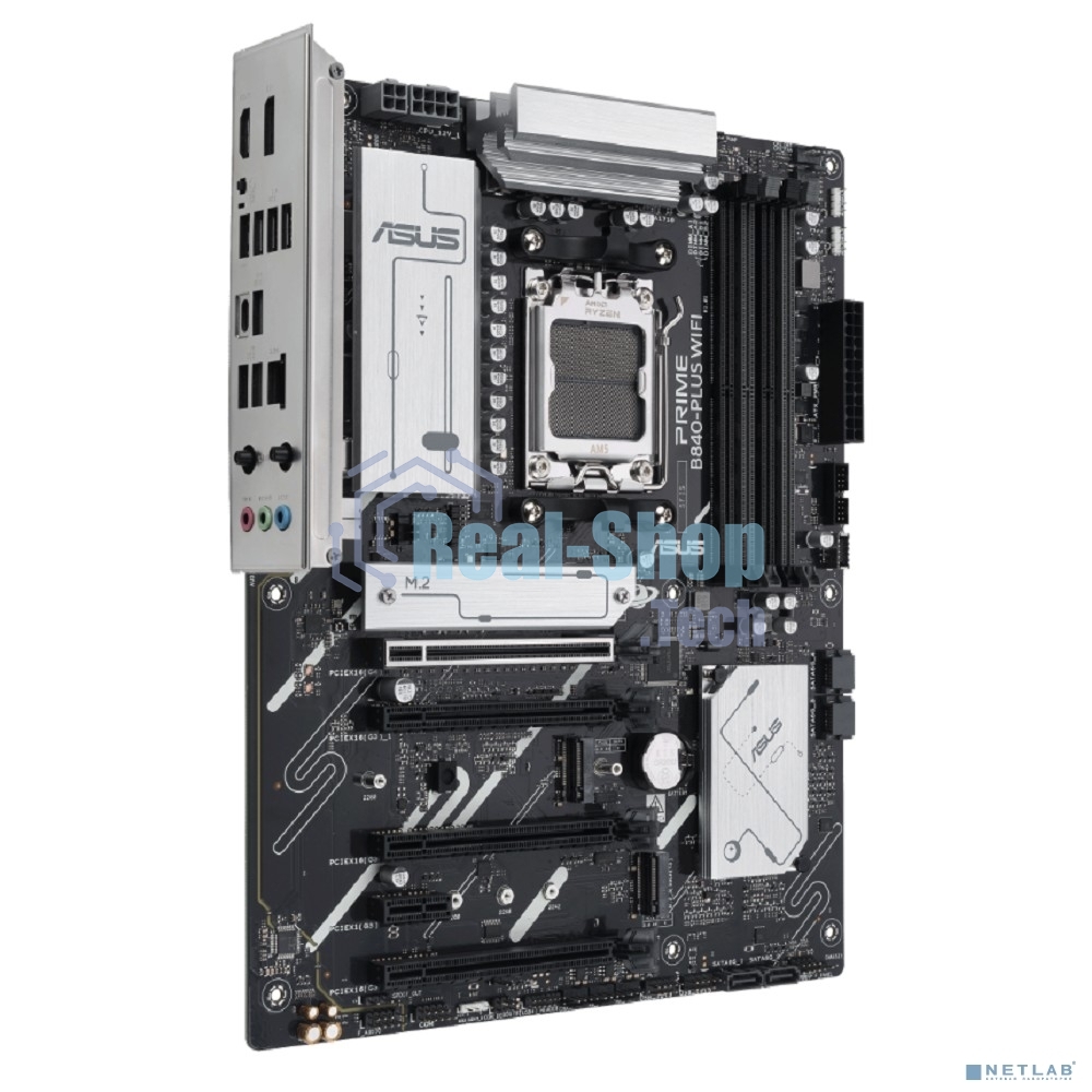 Материнская плата ASUS PRIME B840-PLUS WIFI, AM5, AMD B840, 4xDDR5, 4xSATA, 3xM.2, 1xPCIe 4.0 x16, 1xPCIe 3.0 x16, 2xPCIe 3.0 x16, 1xPCIe 3.0 x1, 1xDP, 1xHDMI, 1x 2.5Gb LAN, 8xUSB-A, 3x3.5 мм, 7.1, ATX