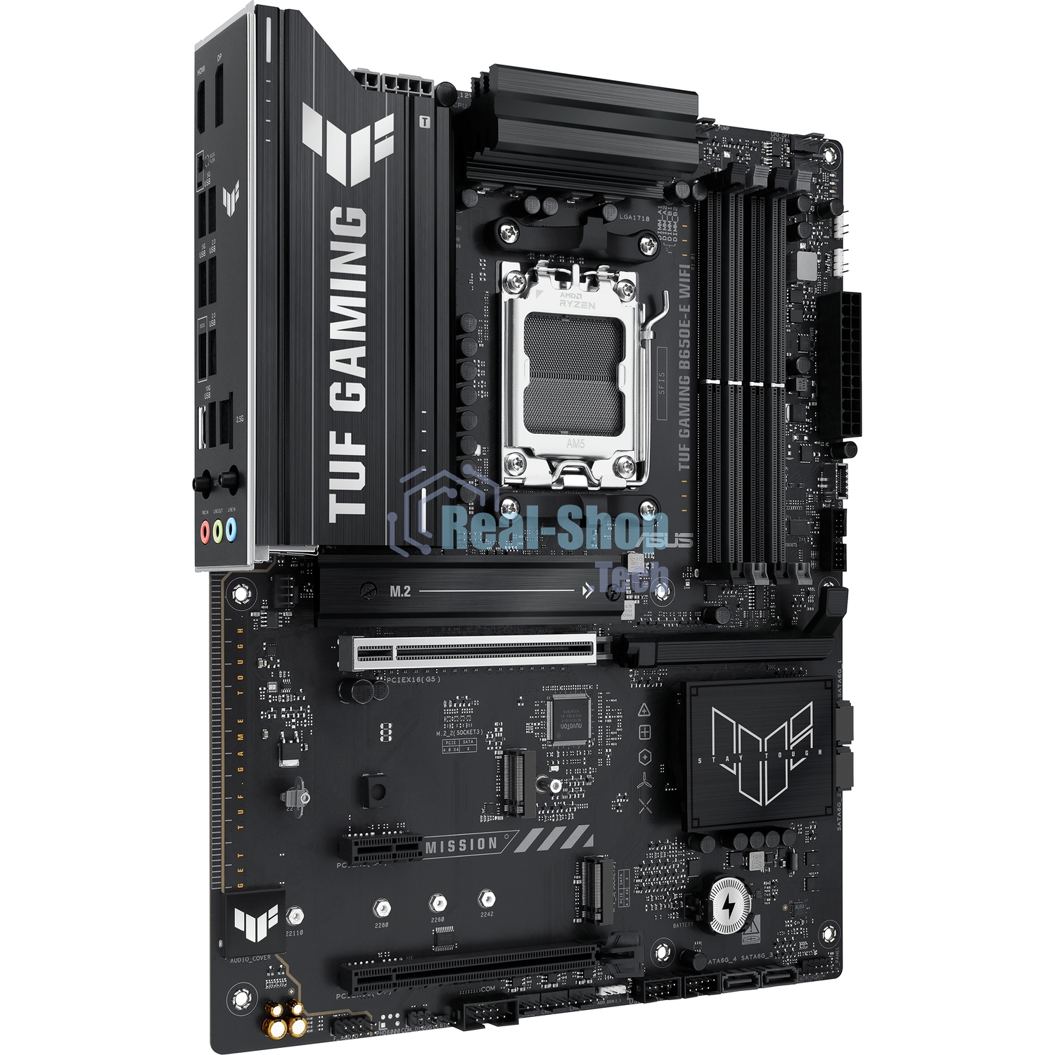 Материнская плата ASUS TUF GAMING B650-E WIFI, AM5, AMD B650, 4xDDR5, 4xSATA, 3xM.2, 1xPCIe 4.0 x16, 1xPCIe 4.0 x16, 1xPCIe x1, 1xDP, 1xHDMI, 1x2.5Gb LAN, Wi-Fi 6E, Bluetooth 5.3, 2xUSB-C (1x10Gbps, 1x20Gbps), 3xUSB-A 5Gbps, 2xUSB-A 10Gbps, 3xUSB-A 2.0, 5