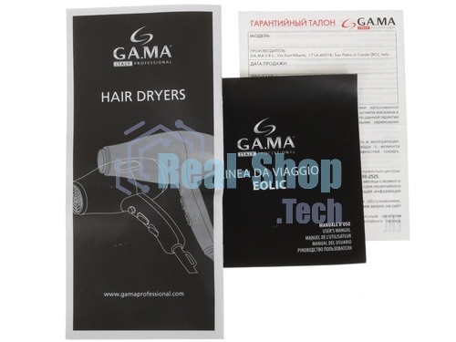 Фен GA.MA GH0201 EOLIC MINI CX черный, 1600 Вт, компактный, ионизация