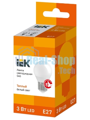 Лампа светодиодная LED 3Вт Е27 220В 3000К G45 шар LLE-G45-3-230-30-E27 IEK