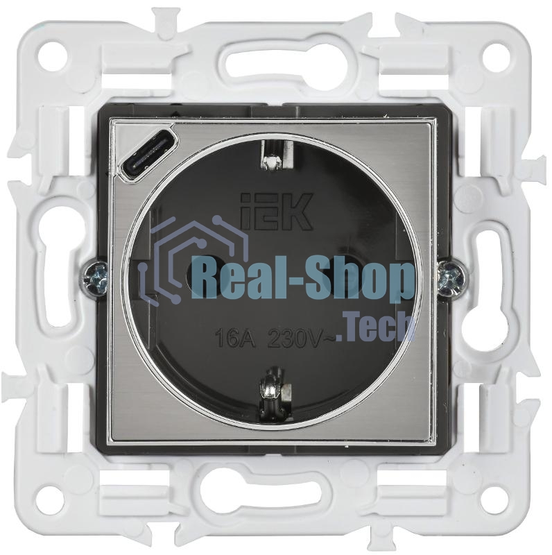 SKANDY Розетка с з/к/ш 16А с USB C 18Вт SK-R17N никель | SK-R14-16-U14-018-K50 | IEK