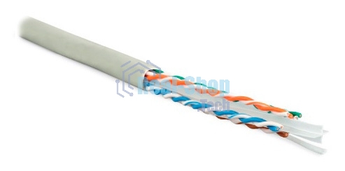 Кабель витая пара U/UTP, категория 6, 4 пары (23 AWG), одножильный (solid), с разделителем, LSZH, нг(С)-HF, –20°C – +75°C, серый - гарантия: 15 лет компонентная; 25 лет системная