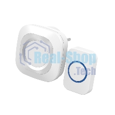 Звонок дверной беспроводной Rexant в розетку мигающий 36 мелодий IP44 (белый/серый)