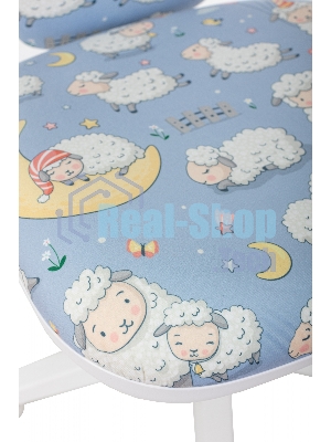 Кресло детское Бюрократ KD-W10 голубой овечки крестов. пластик пластик белый