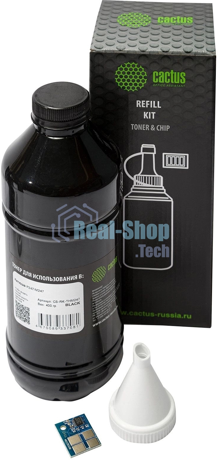 Тонер Cactus CS-RK-THМ247 черный флакон 400гр. (в компл.:чип) для принтера Катюша Р247/М247