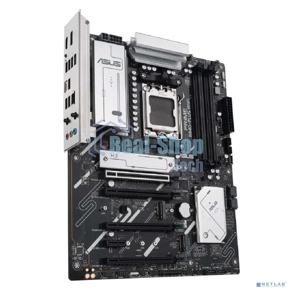 Материнская плата ASUS PRIME B840-PLUS WIFI, AM5, AMD B840, 4xDDR5, 4xSATA, 3xM.2, 1xPCIe 4.0 x16, 1xPCIe 3.0 x16, 2xPCIe 3.0 x16, 1xPCIe 3.0 x1, 1xDP, 1xHDMI, 1x 2.5Gb LAN, 8xUSB-A, 3x3.5 мм, 7.1, ATX