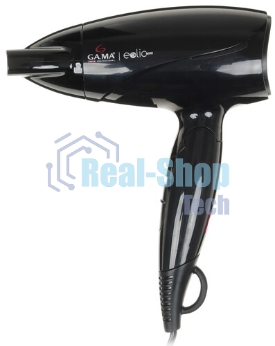Фен GA.MA GH0201 EOLIC MINI CX черный, 1600 Вт, компактный, ионизация