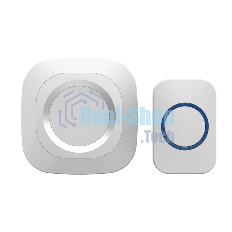 Звонок дверной беспроводной Rexant в розетку мигающий 36 мелодий IP44 (белый/серый)