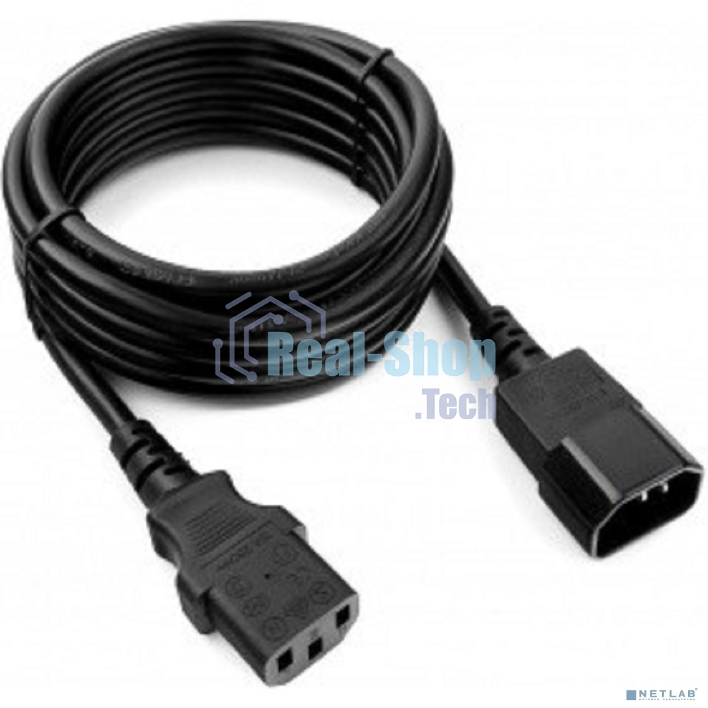 Кабель питания сист.блок-монитор Cablexpert PC-189-1-3M, 3м, C13-C14, 3x1кв.мм., черный, с заземлением
