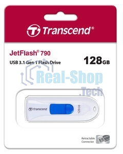 Флешка USB Transcend Jetflash 790 (TS128GJF790W), 128Gb, USB 3.0, R/W 90/40, белый