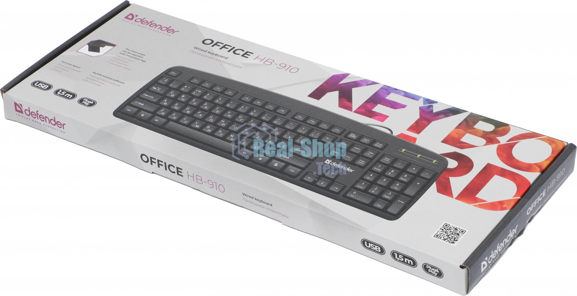 Клавиатура проводная Defender Office HB-910 RU, USB, черный