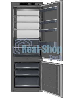 Встраиваемый холодильник Weissgauff WRKI 1970 INV. INOX нержавеющая сталь, 341л, морозилка снизу