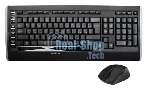Комплект клавиатура + мышь A4TECH W 9300F USB черный, 2.4G наноприемник