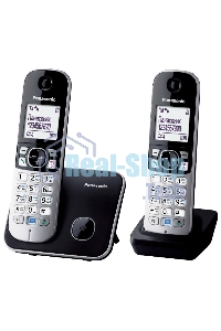 Телефон беспроводной (DECT) Panasonic KX-TG6812RU черный (труб. в компл.:2шт) АОН
