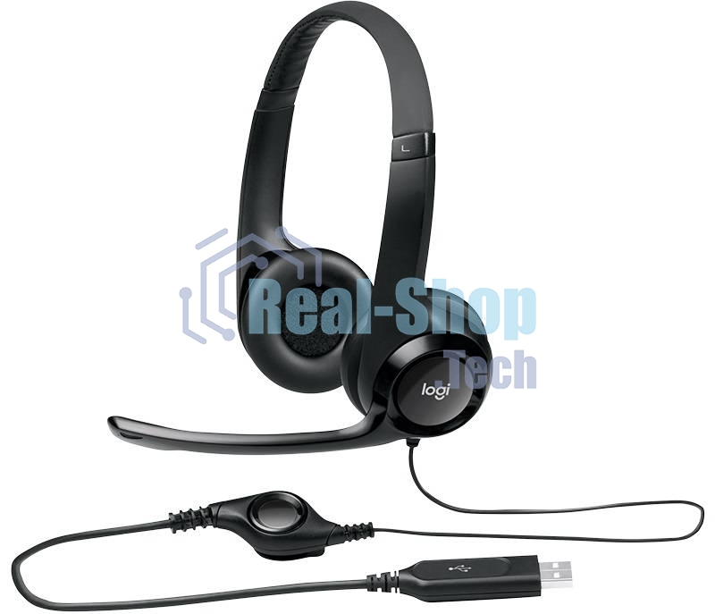 Гарнитура проводная Logitech Headset Logitech H390 USB черный