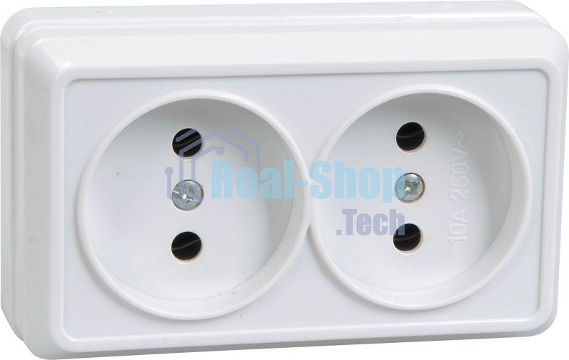 Розетка Iek ERO20-K01-10-DC РС22-2-ОБ 2местн. без з/к 10А откр.уст. ОКТАВА (белый)