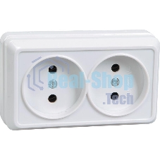 Розетка Iek ERO20-K01-10-DC РС22-2-ОБ 2местн. без з/к 10А откр.уст. ОКТАВА (белый)
