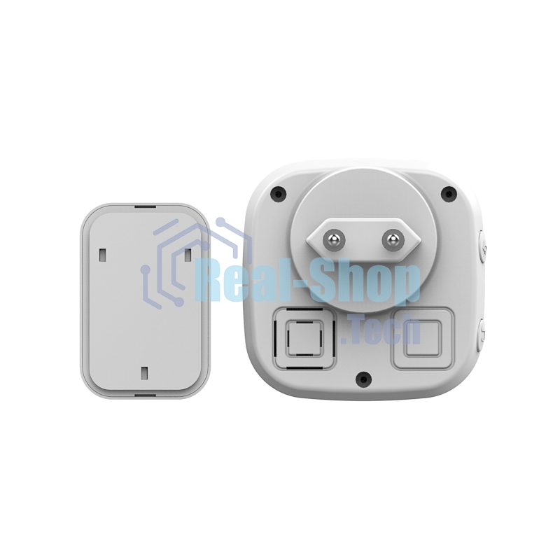 Звонок дверной беспроводной Rexant в розетку мигающий 36 мелодий IP44 (белый/серый)