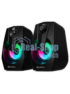 Акустическая система SVEN 370 2.0 черные (2x2W, USB, RGb подсветка)