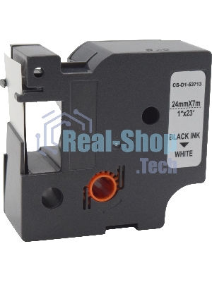 Картридж ленточный Cactus CS-D1-53713 24мм, черный шрифт, белый фон, 7м для DYMO Rhino Pro 6000, LM 500TS