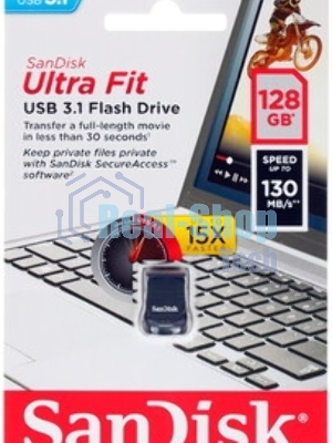Флешка USB Sandisk CZ430 ULTRA FIT (SDCZ430-128G-G46), 128Gb, USB 3.1, R/W 130/40, черный