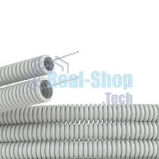 Труба гофрированная ПВХ d25 мм с протяж. сер. (уп. 25 м) ДКС 9192525