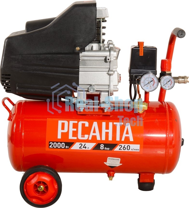 Компрессор поршневой Ресанта КП-24/260М масляный 260л/мин 24л 2000Вт красный/черный