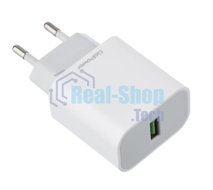 Сетевое зарядное устройство GoPower GPQC07 1USB 18W QC3.0 белый