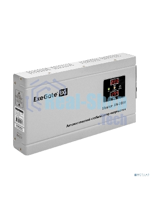 Стабилизатор напряжения ExeGate Master AV-2000 (2000ВА, 140-260В, цифр. индикация вход/вых. напряжения, 220В±8%, КПД 98%, 5 уровней защиты, задержка, метал.корпус, евророзетка, RTL)