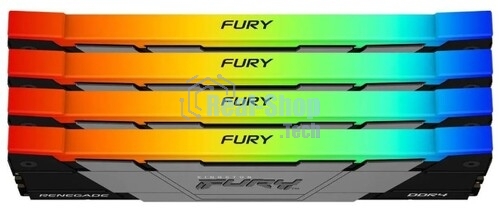 Оперативная память Kingston Fury Renegade, DDR4, 32Gb (4x8GB), 3600MHz, CL16, DIMM, с радиаторами, RGB, серебристый/черный