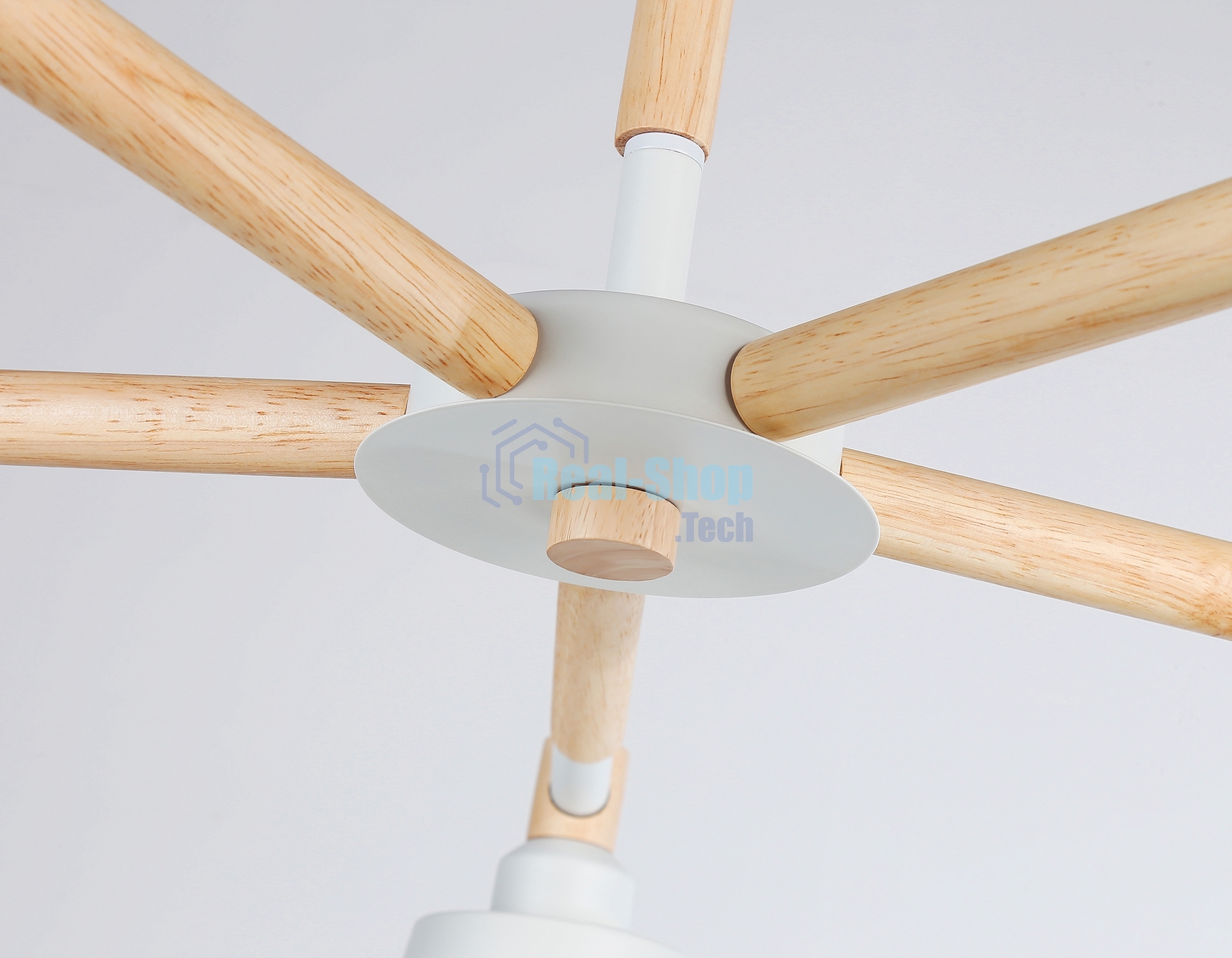 Светильник Ambrella light TR82208/5 WH/LW белый/светлое дерево E27/5 max 40W D780*430