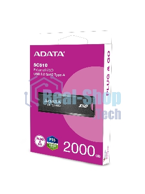 Внешний SSD ADATA SC610, 2TB, USB 3.2 Gen 2 Type-A, R/W 550/500, черный