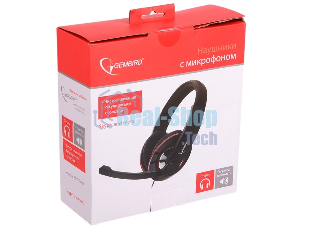 Наушники Gembird MHS-780B Гарнитура стерео черный регулятор громкости