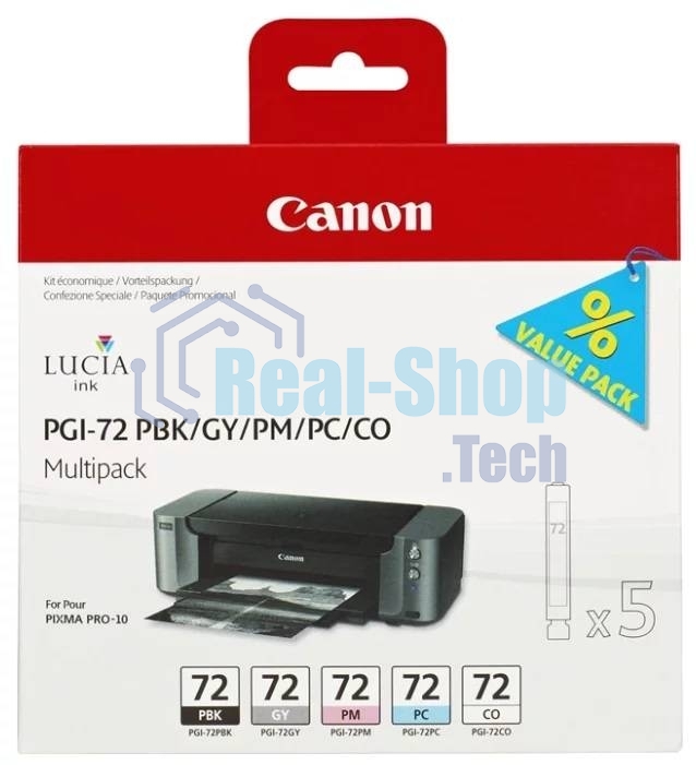 Картридж струйный Canon PGI-72 PBK/GY/PM/PC/CO Multi Pack (510 стр. 5 шт по 14 мл) для Canon PIXMA PRO-10, PRO-10S