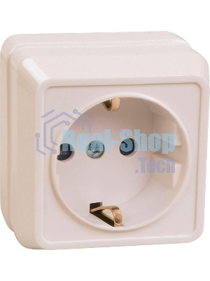 Розетка 1-м ОП Октава 16А РС20-3-ОКм с заземл. IP20 крем. ИЭК ERO11-K33-16-DC