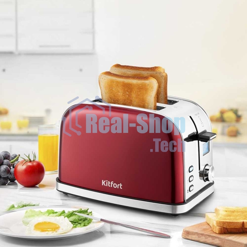 Тостер Kitfort КТ-2036-1 / Мощность: 800-950 Вт.Емкость: 2 тоста одновременно,красный.